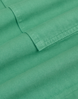 Longline Work Shorts in Seafoam Green fabric detail close up