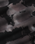 Long Sleeve Baby Tee in Ink Blot fabric detail close up. Black and grey tie dye