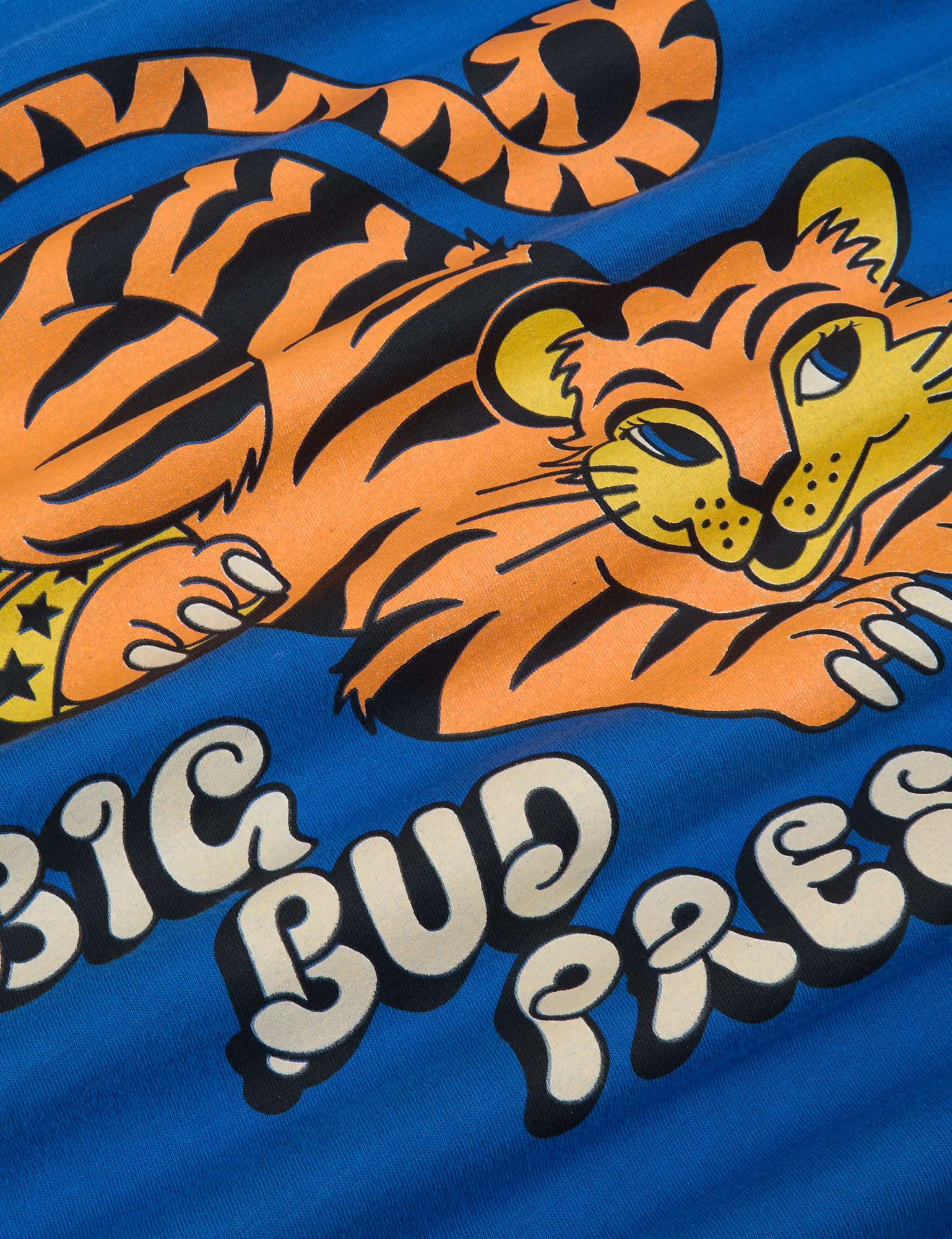 Close up of tiger graphic on BBP Tiger Tee