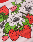 Anniversary Tee in Strawbaby close up of graphic strawberries
