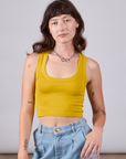 Cropped Tank Top in Golden Yellow on Alex