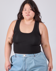 Cropped Tank Top in Basic Black on Ashley