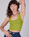 Cropped Tank Top in Gross Green on Alex