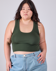 Cropped Tank Top in Swamp Green on Ashley