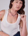 Cropped Tank Top in Vintage Tee White on Alex