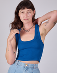 Alex is wearing Cropped Tank Top in Royal Blue