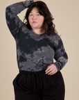 Long Sleeve Baby Tee in Black Magic Waters on Ashley
