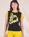 Alex is 5’8” and wearing P Anniversary Tee in I’m Tired