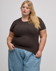 Juliet is wearing Baby Tee in Espresso Brown