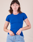 Alex is 5'8 and wearing P Baby Tee in Royal Blue