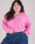 Cropped Zip Hoodie - Bubblegum Pink