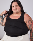 Tank Top in Basic Black angled front view on Sam