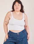 Ashley is 5’7” and wearing L Cropped Cami in Vintage Tee Off-White