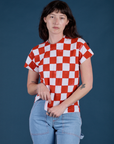 Checker Organic Tee in Red on Alex