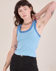 Colorblock Cropped Tank in Baby Blue on Alex