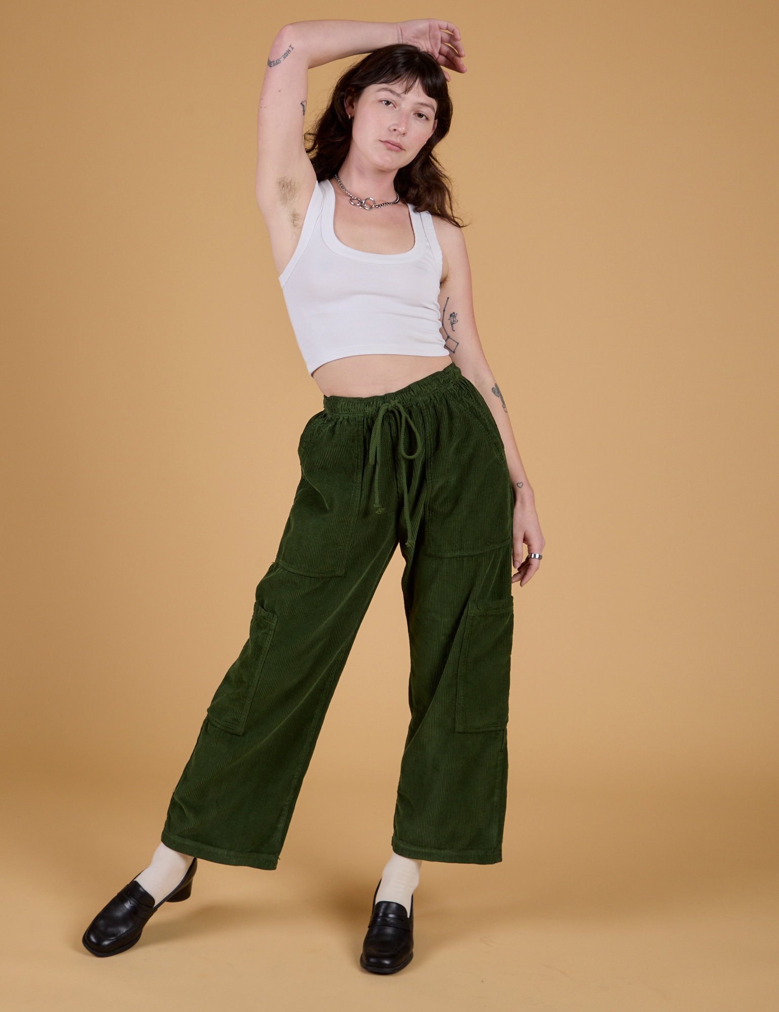 Corduroy Drop Pocket Cargo Pants - Evergreen – BIG BUD PRESS