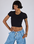 Cropped Baby Tee - Basic Black