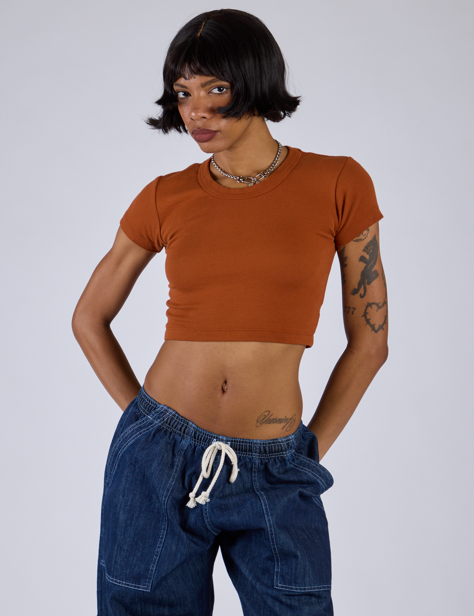 Cropped Baby Tee - Burnt Terracotta – BIG BUD PRESS