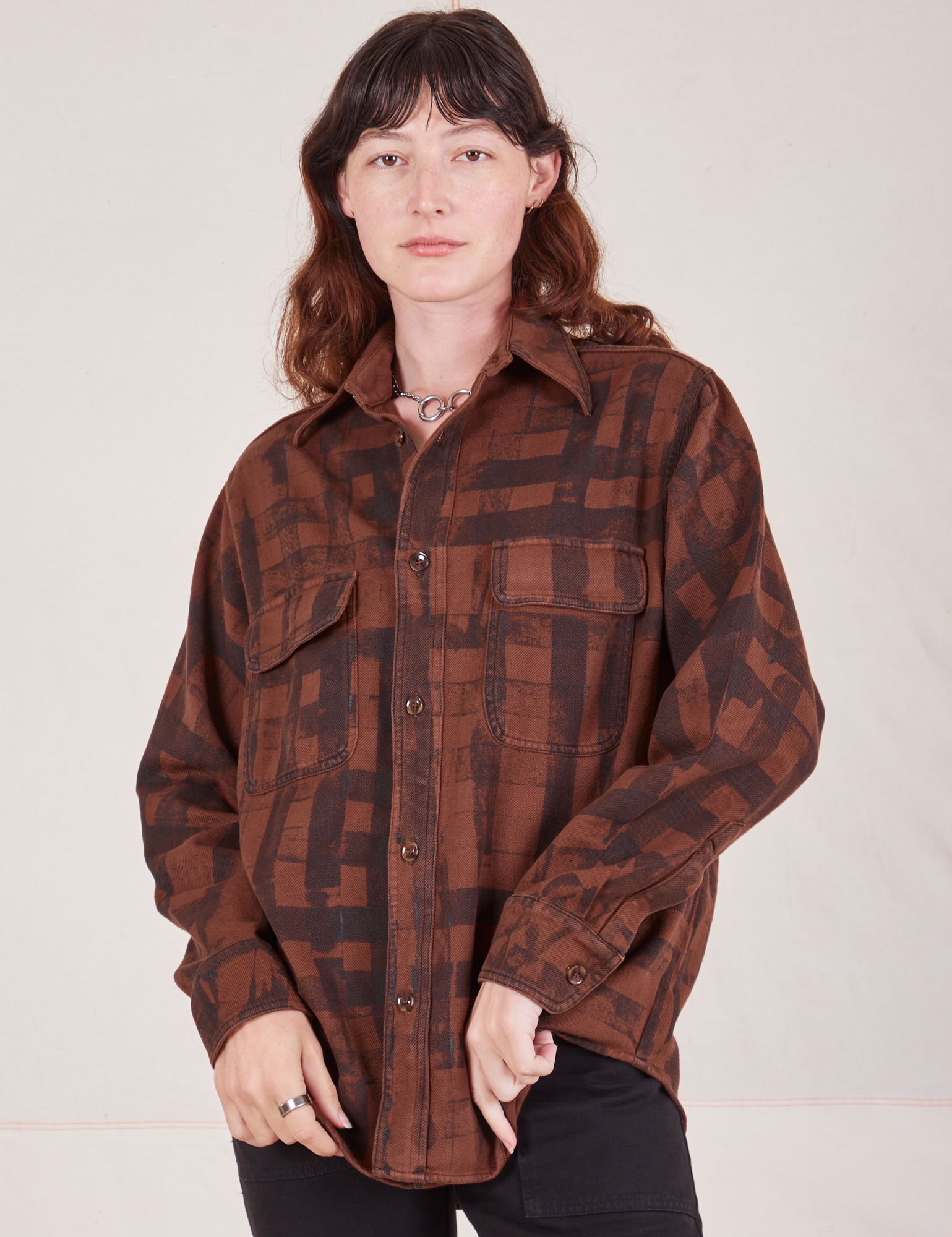 Plaid Flannel Overshirt - Fudgesicle Brown *FINAL SALE*