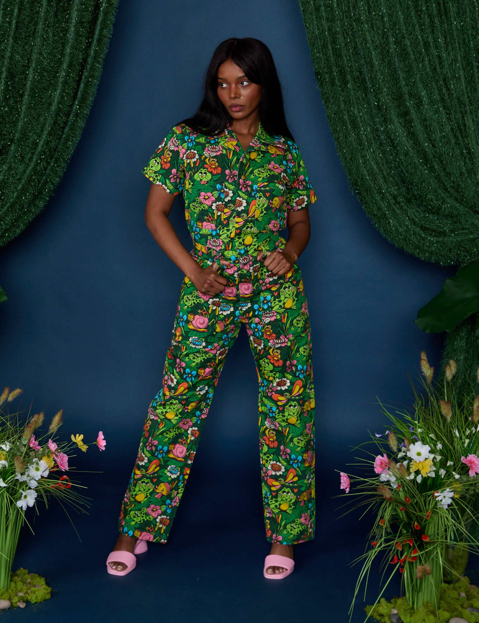 Pond Party Print Jumpsuit – BIG BUD PRESS