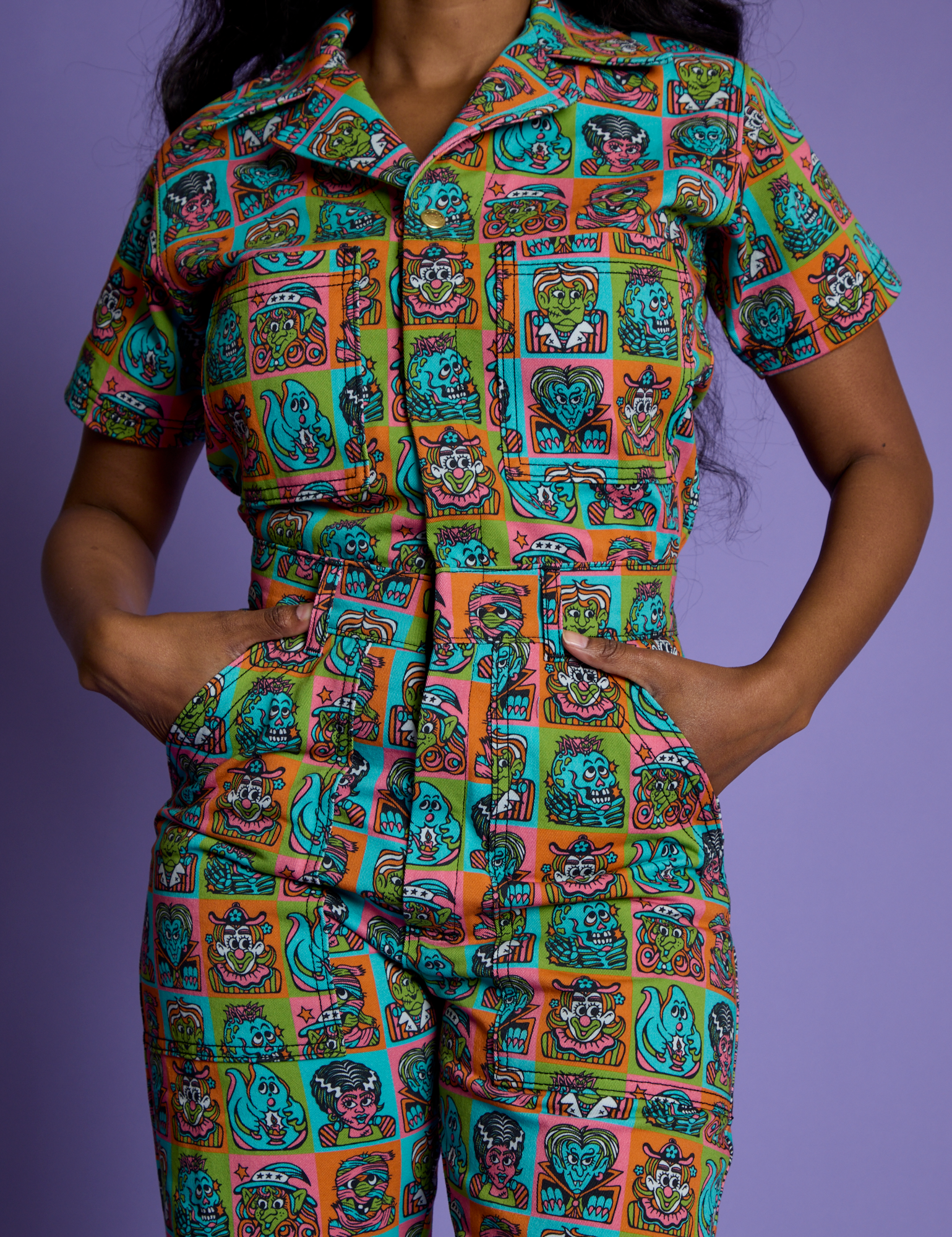 PRE-ORDER* - Short Sleeve Jumpsuit - Halloween Icons – BIG BUD PRESS