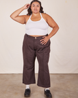 Alicia is wearing Halter Top in Vintage Tee Off-White paired with espresso brown Western Pants