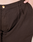 Front close up of Heavyweight Trousers in Espresso Brown on Ashley