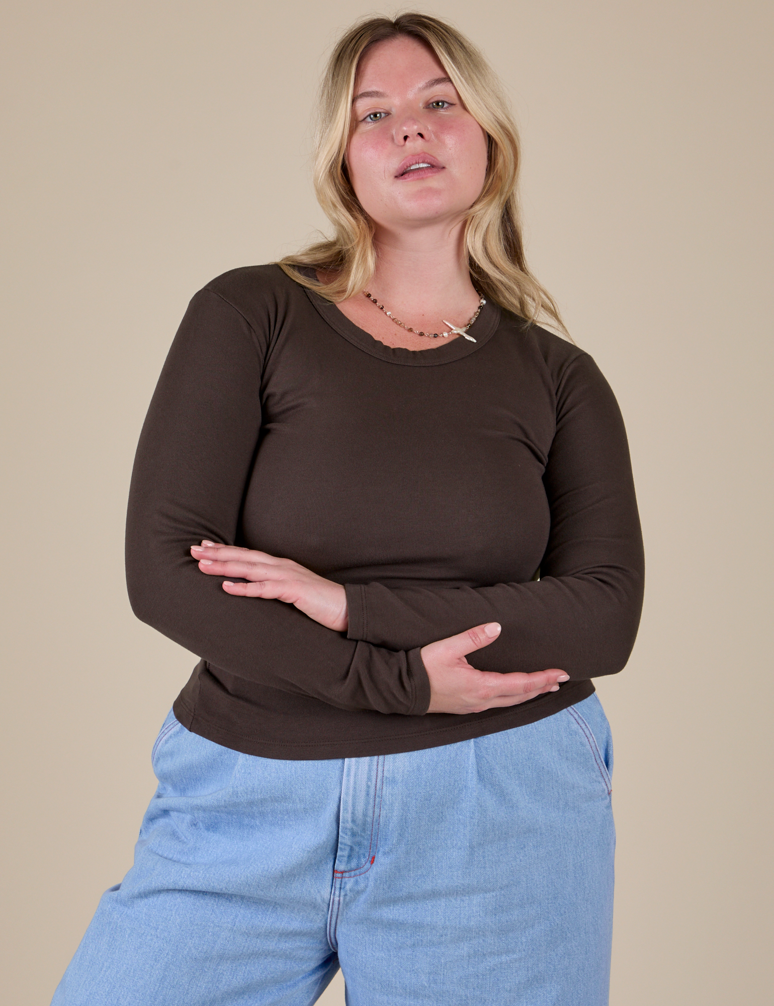 Long Sleeve Baby Tee - Espresso Brown