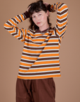 Long Sleeve Striped Burly Tee in Orange on Alex