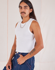 Muscle Tee in Vintage Tee Off-White angled front view on Anthony