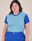 Mismatched Tee in Baby & Royal Blue on Ashley