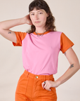 Mismatched Tee in Pink & Orange on Alex