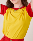 Mismatched Tee in Yellow & Red on Alex