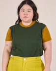 Mismatched Tee - Green & Mustard