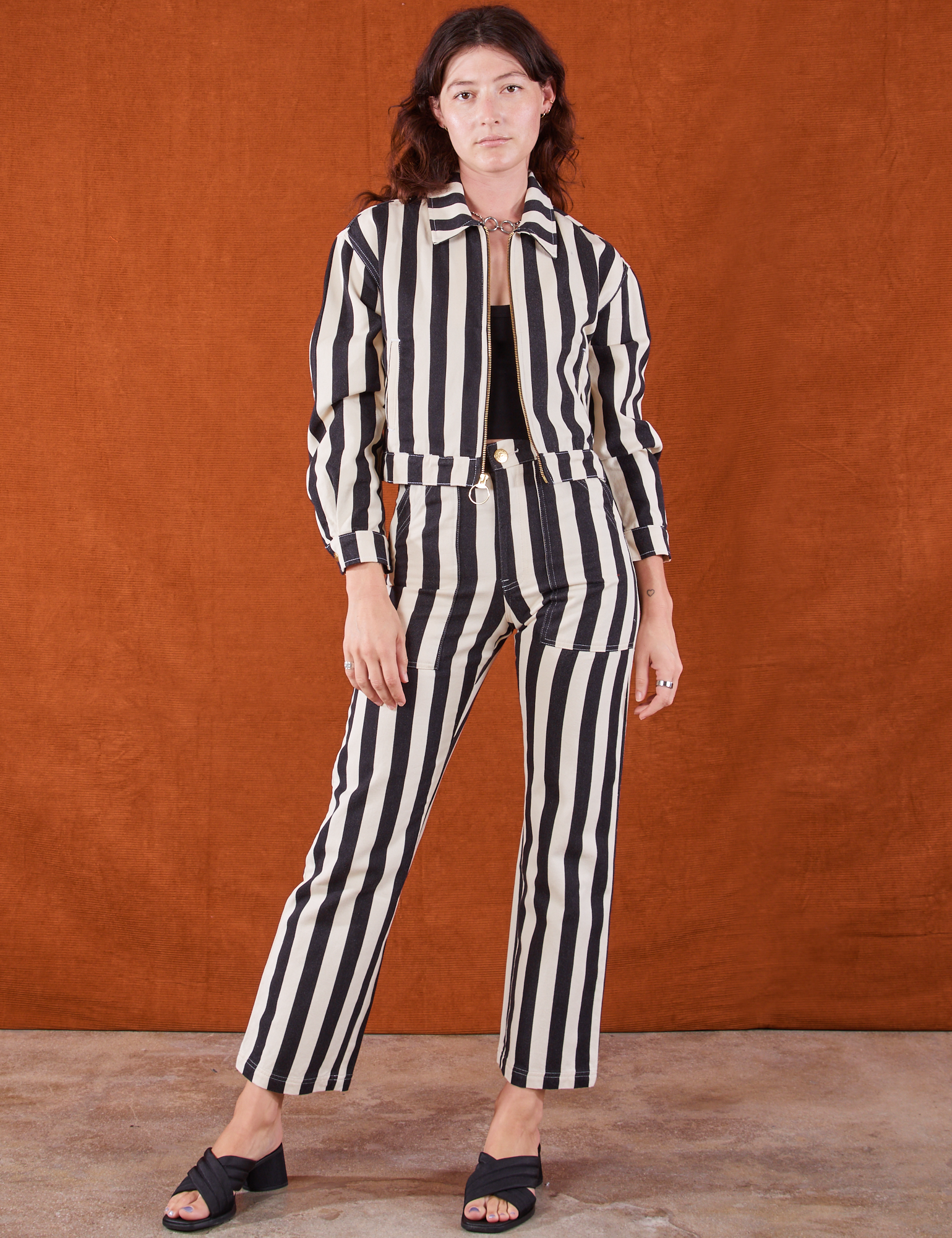 Striped overall pants clearance