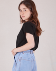 Organic Vintage Tee in Basic Black side view on Hana