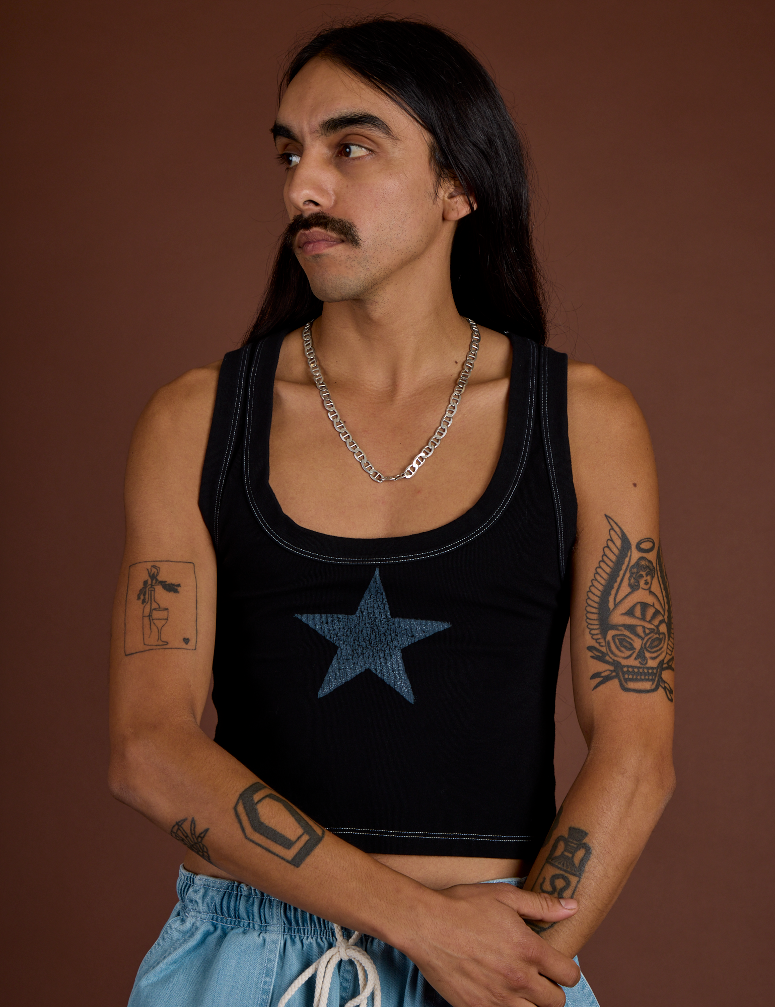Icon Cropped Tank - Black Star – BIG BUD PRESS