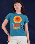 Alex is 5'8" and wearing P Palm Springs Tourist Tee