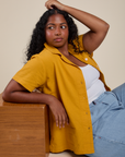 Pantry Button-Up in Mustard Yellow on Meghna