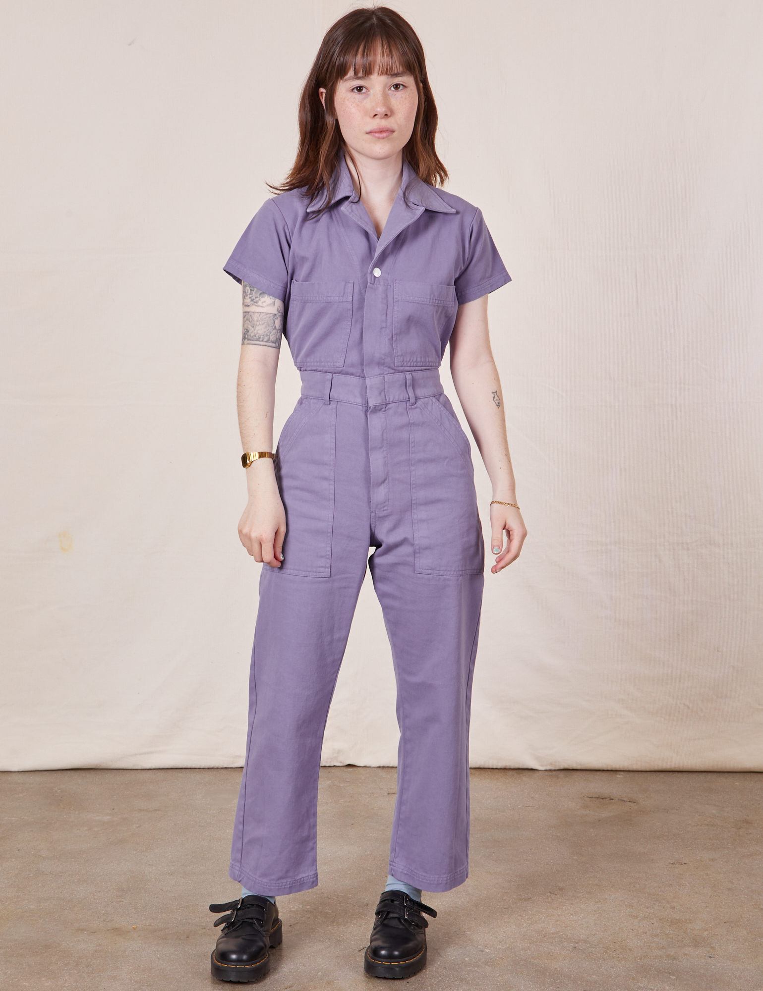 Petite Short Sleeve Jumpsuit Faded Grape BIG BUD PRESS