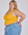 Cropped Tank Top in Sunshine Yellow side view on Juliet