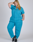 Short Sleeve Jumpsuit - Hawaiian Blue