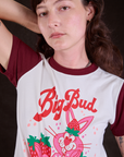 Vintage Tee in Strawberry Milk front close up on Alex