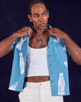 Soda Bottle Pantry Button-Up in Greek Blue on Jerrod