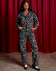 Kandia is 5'3" and wearing XS Everyday Jumpsuit in Spiderwebs