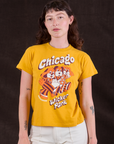 Alex is 5'8" and wearing P Wicker Park Tourist Tee