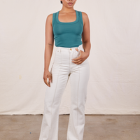 Tank Top in Marine Blue on Mika wearing vintage off-white Western Pants