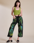 Alex is wearing Magic Waters Drop Pocket Pants in Green Pool and gross green Cropped Tank Top