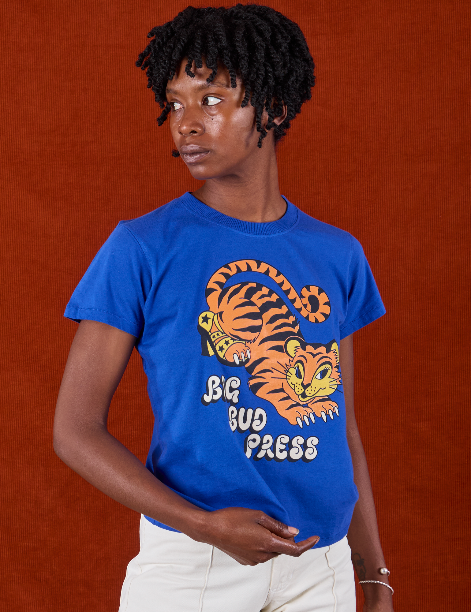 Cheyann is 5'11” and wearing P BBP Tiger Tee
