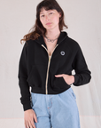 Cropped Zip Hoodie - Basic Black